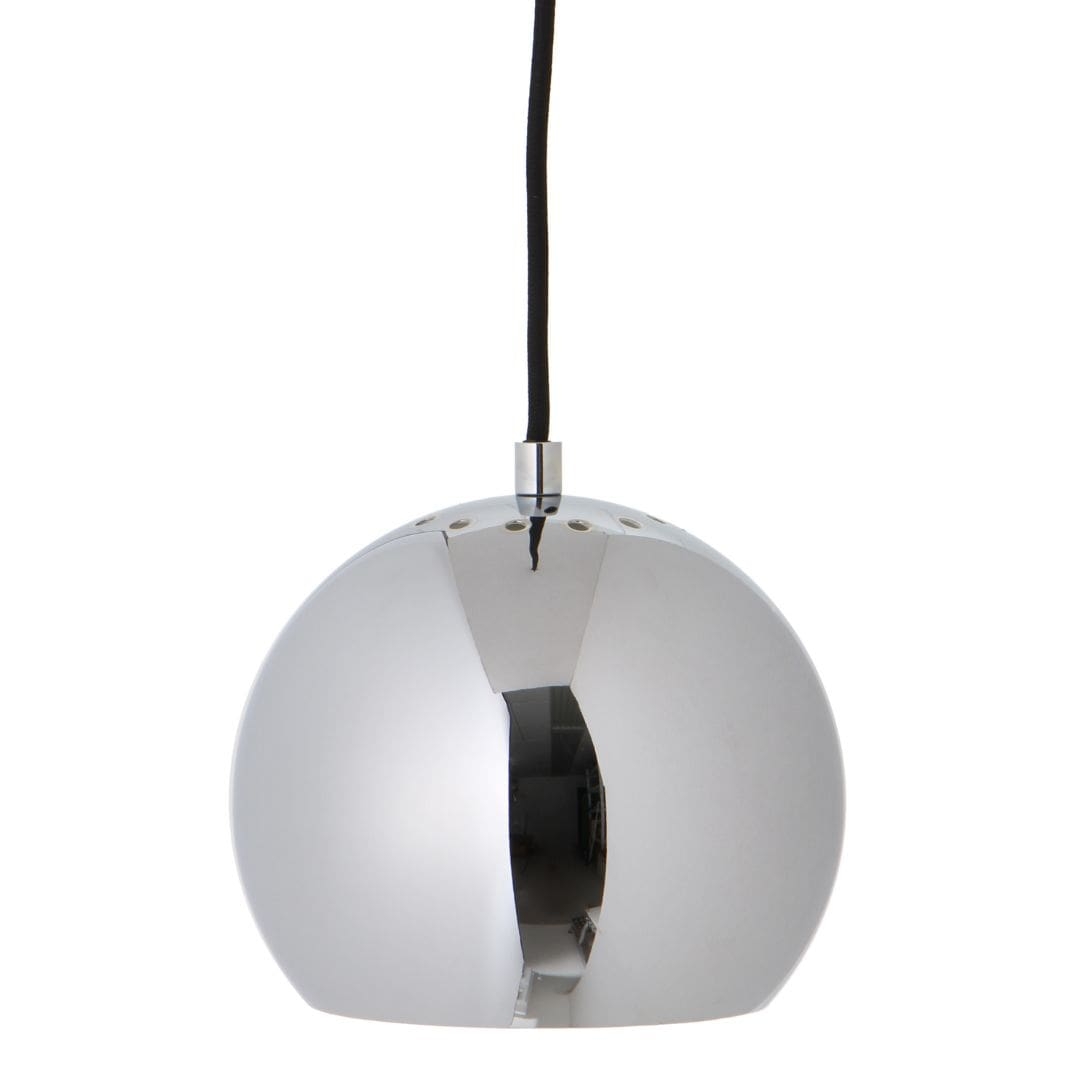 Se Ball Pendel blank Krom m/ sort ledning - Frandsen hos Luxlight.dk