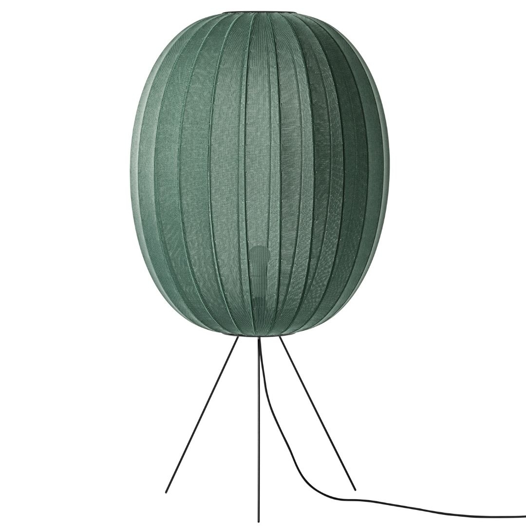 Made By Hand Knit-Wit Høj Oval Gulvlampe Medium Ø65 Tweed Green