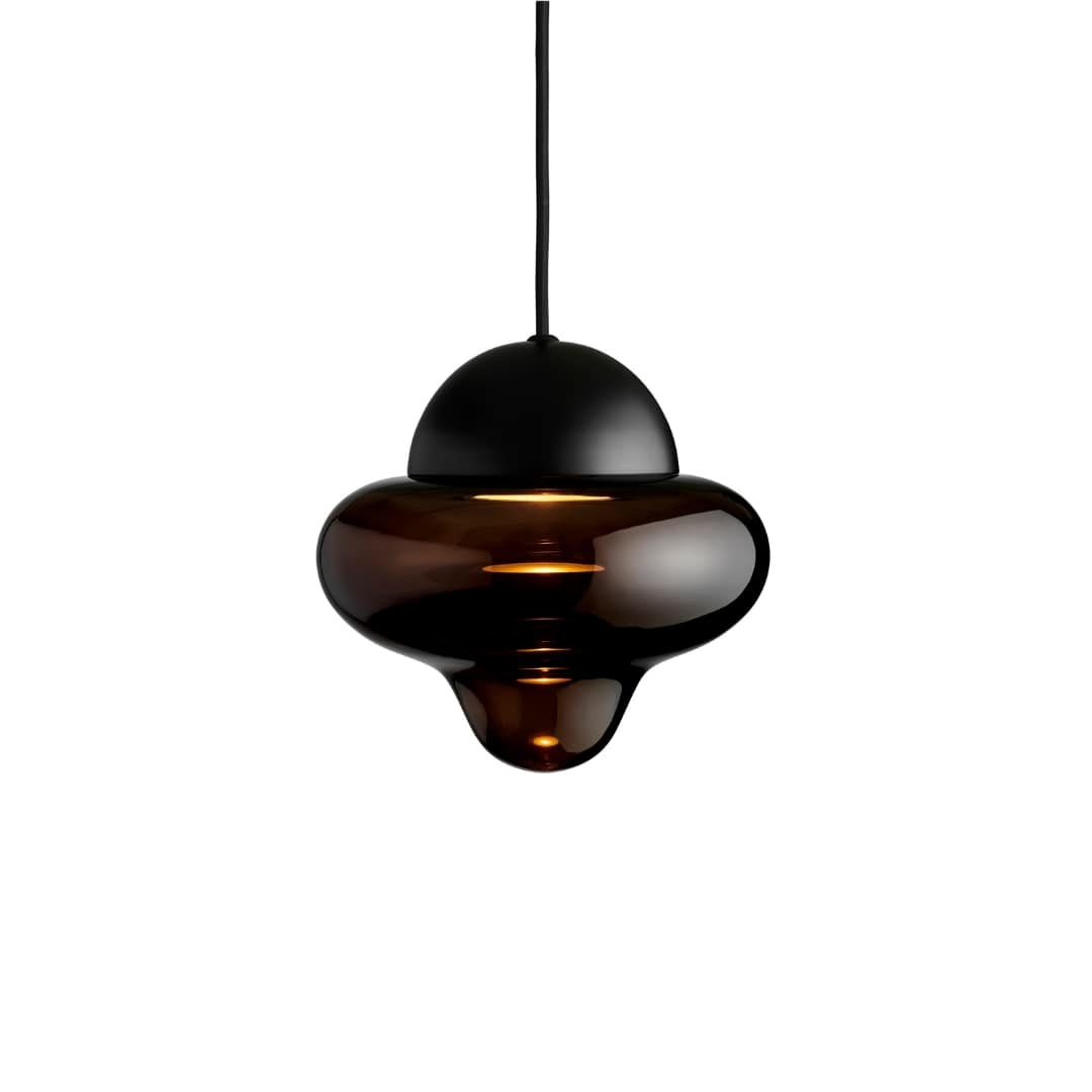 Nutty Pendel Brown Glass / Black Dome - Design By Us