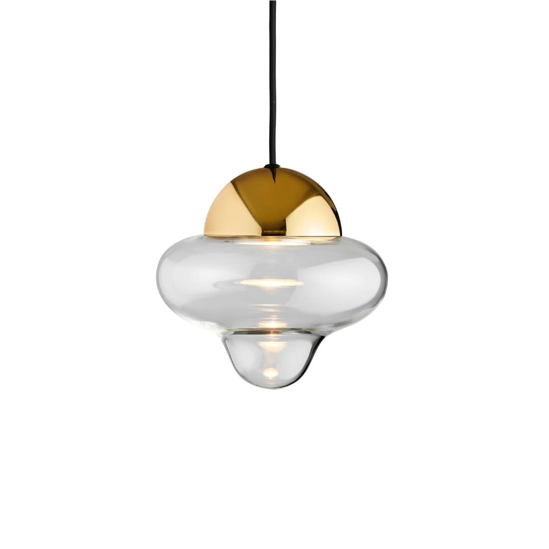 Se Nutty Pendel Clear Glass / Gold Dome - Design By Us hos Luxlight.dk