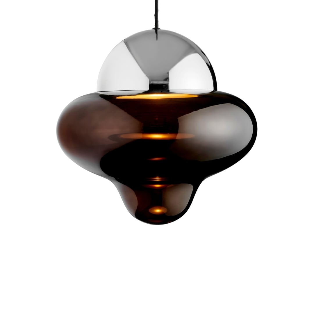 Nutty Pendel XL Brown Glass / Chrome Dome - Design By Us