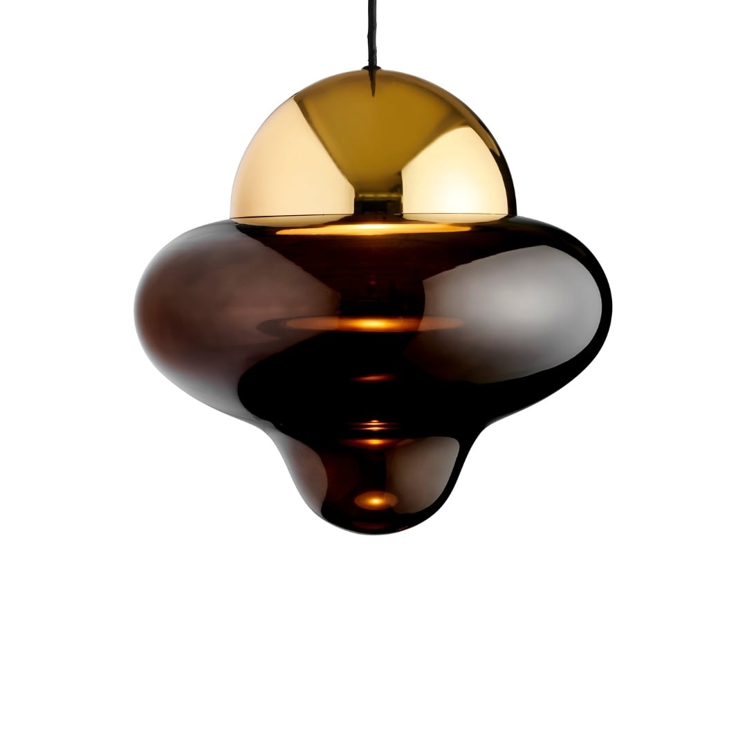 Billede af Nutty Pendel XL Brown Glass / Gold Dome - Design By Us