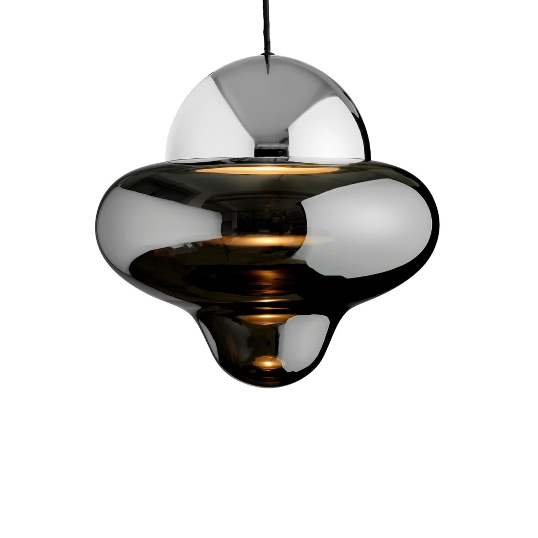 Se Nutty Pendel XL Smoke Glass / Chrome Dome - Design By Us hos Luxlight.dk