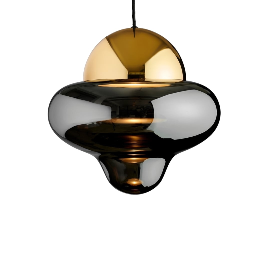 8: Nutty Pendel XL Smoke Glass / Gold Dome - Design By Us