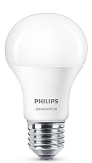 E27 8W LED Philips Scene Switch Settings (3x lysstyrker indbygget)